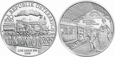 20 Euro Münze Elisabeth Westbahn Österreich
